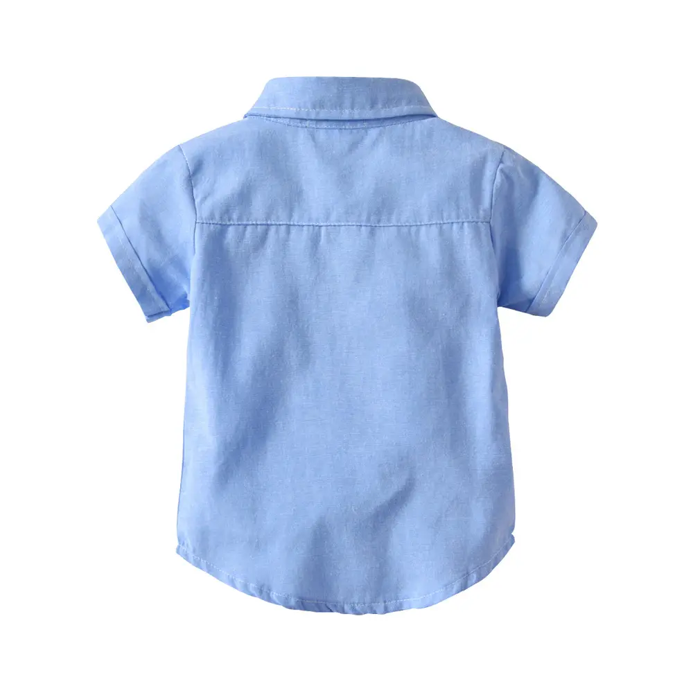 韩版套装春夏童中小童短袖衬衫上衣背带短裤周岁生日礼服一件代发