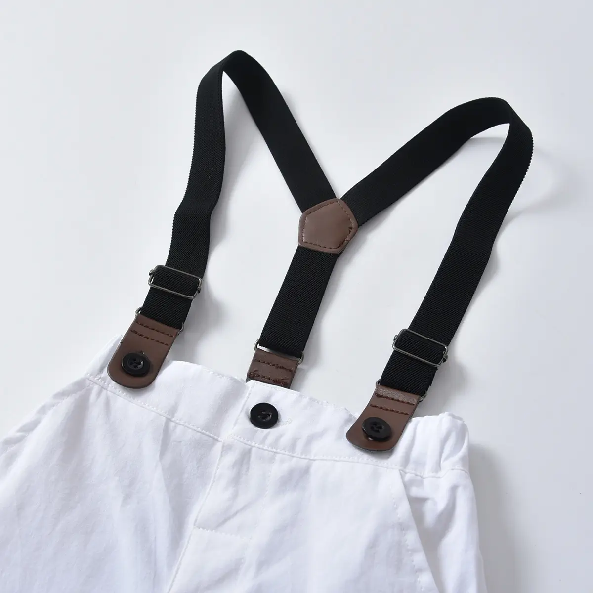 童套装 夏季新款英伦风礼服 婴幼童 男童天蓝衬衫白色背带裤套装