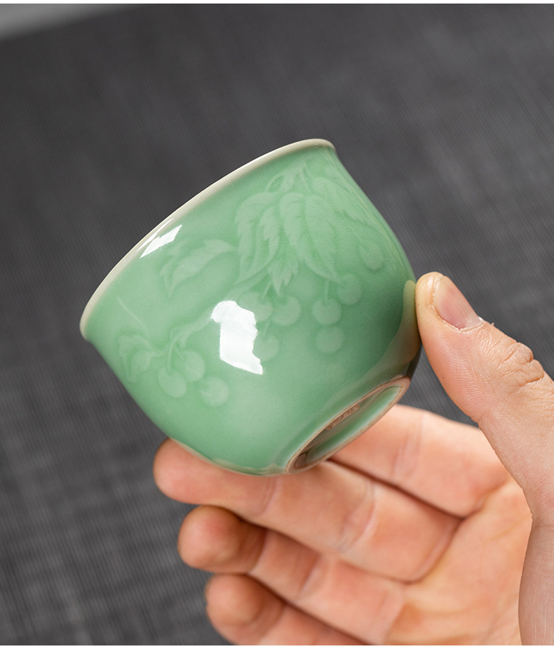 创意龙泉青瓷手工功夫茶杯  陶瓷家用会客主人杯品茗杯个人杯茶碗