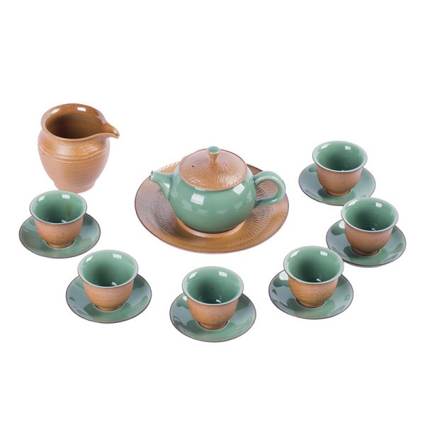 龙泉青瓷茶具套装跳刀陶瓷茶壶盖碗家用功夫茶具泡茶杯商务送礼