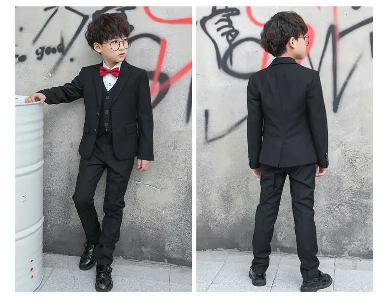 儿童小西装套装花童外套主持人男孩礼服大童宝宝男童西服三件套