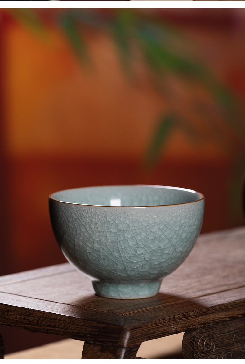 龙泉青瓷 功夫茶杯手工冰裂大号泡茶碗 陶瓷主人杯单杯高档品茗杯