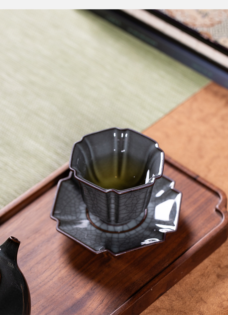 龙泉青瓷主人杯哥窑铁胎功夫茶具手工杯盏陶瓷高档冰裂茶碗品茗杯