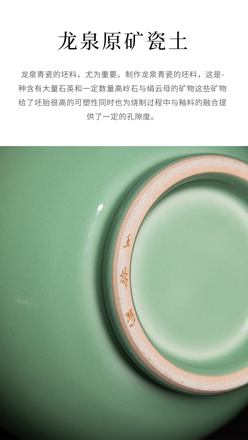 龙泉青瓷仿古纯手工花瓶新中式葫芦插花器陶瓷家居客厅装饰品摆件