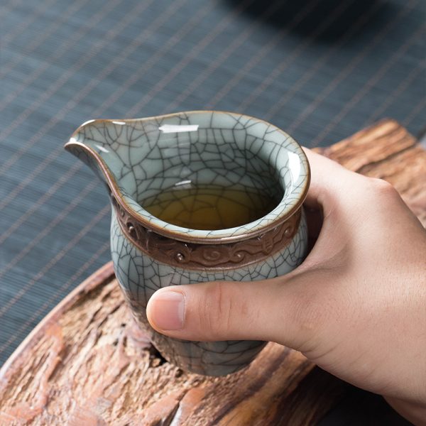 龙泉青瓷哥窑冰裂功夫茶具茶具配件公道杯陶瓷家用分茶器匀杯茶海