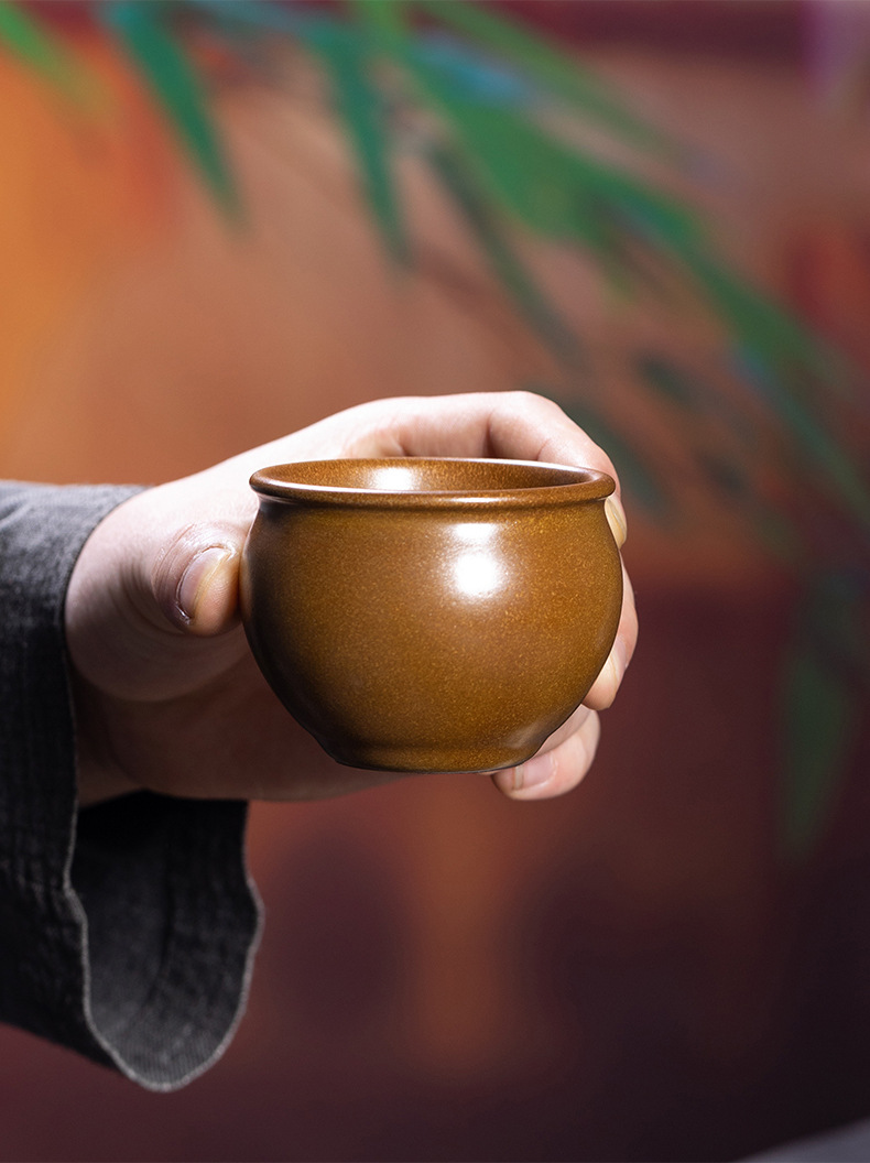 龙泉青瓷 功夫茶杯主人杯手工杯单个杯 陶瓷茶叶末釉风水缸品茗杯