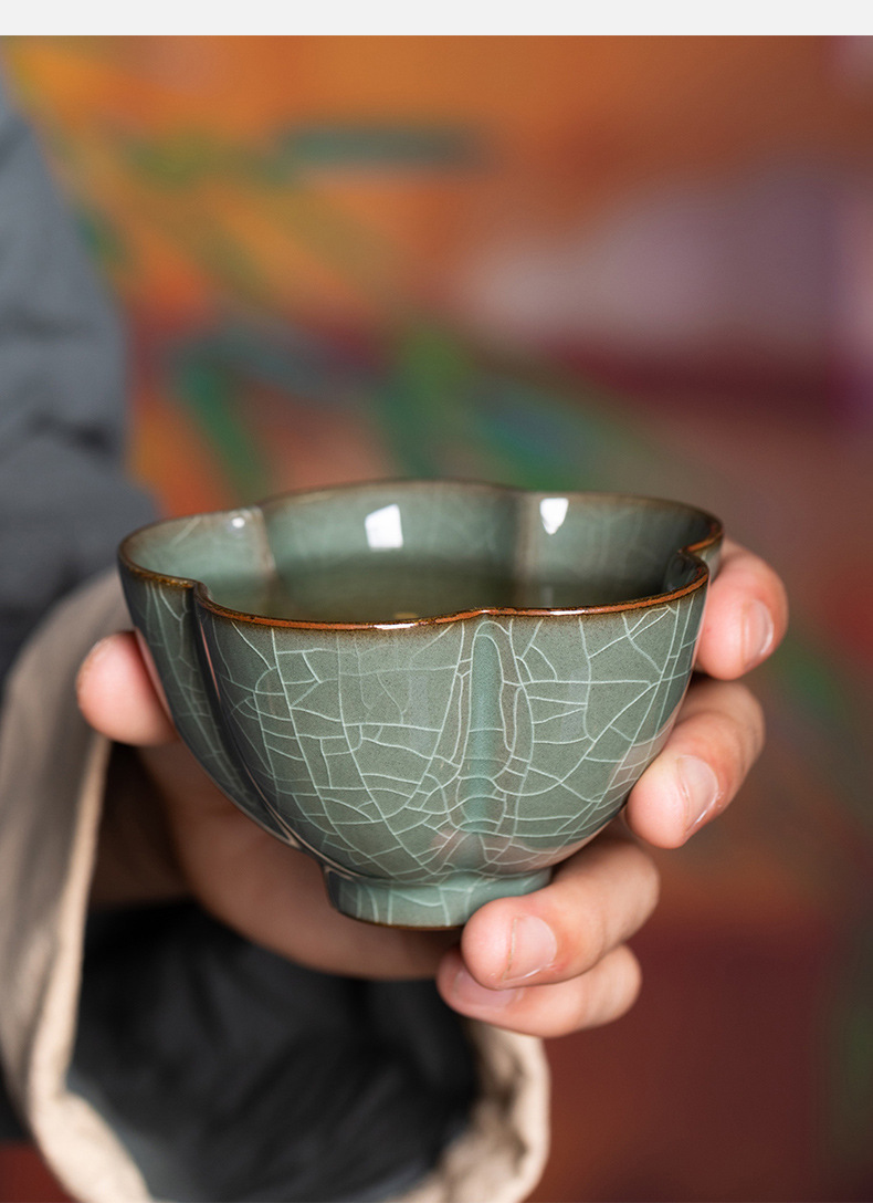 龙泉青瓷 创意手工主人杯单个杯 陶瓷高档宋韵家用功夫茶具品茗杯