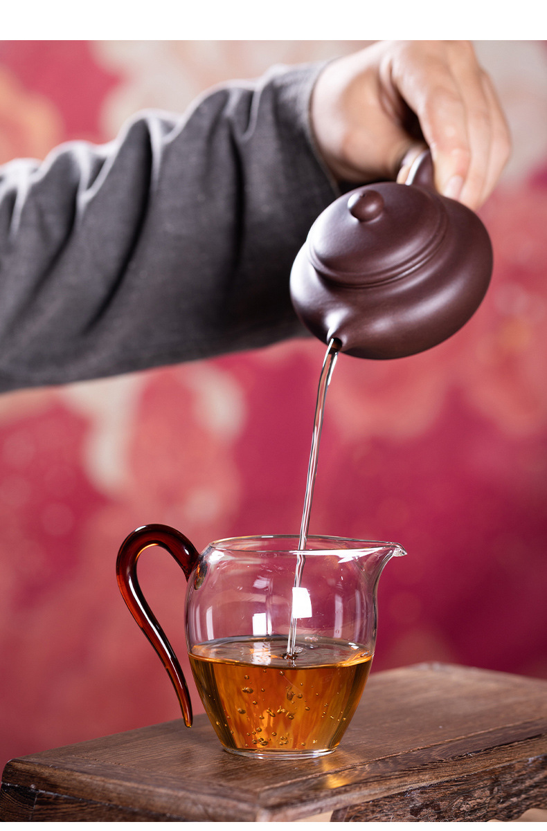 龙泉青瓷 加厚玻璃耐热透明公道杯 家用功夫茶道茶配件茶海分茶器