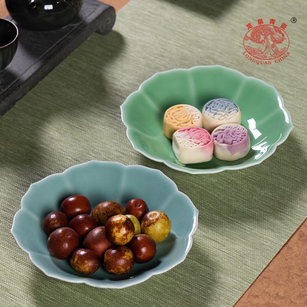 龙泉青瓷菜盘8英寸果盘碟点心盘子家用陶瓷餐具酒店中式7平盘logo
