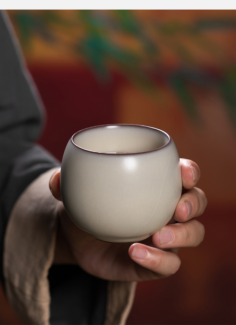 龙泉青瓷 功夫茶杯手工猪油冻主人杯单杯 陶瓷家用品茗杯茶碗茶盏