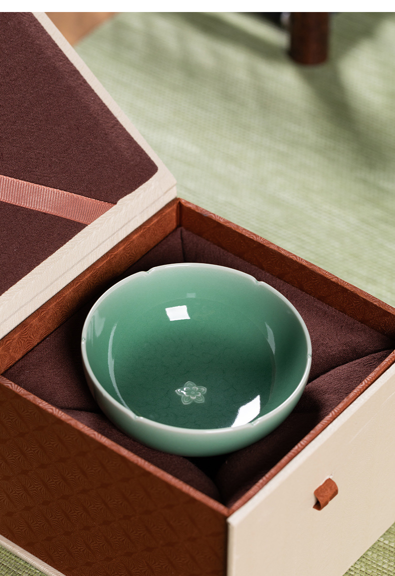 龙泉青瓷 功夫茶具手工创意主人杯单杯 陶瓷高档品茗杯盏大号茶碗