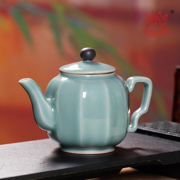 龙泉青瓷 创意功夫茶具套装 陶瓷家用中式茶壶茶杯整套雕刻代发
