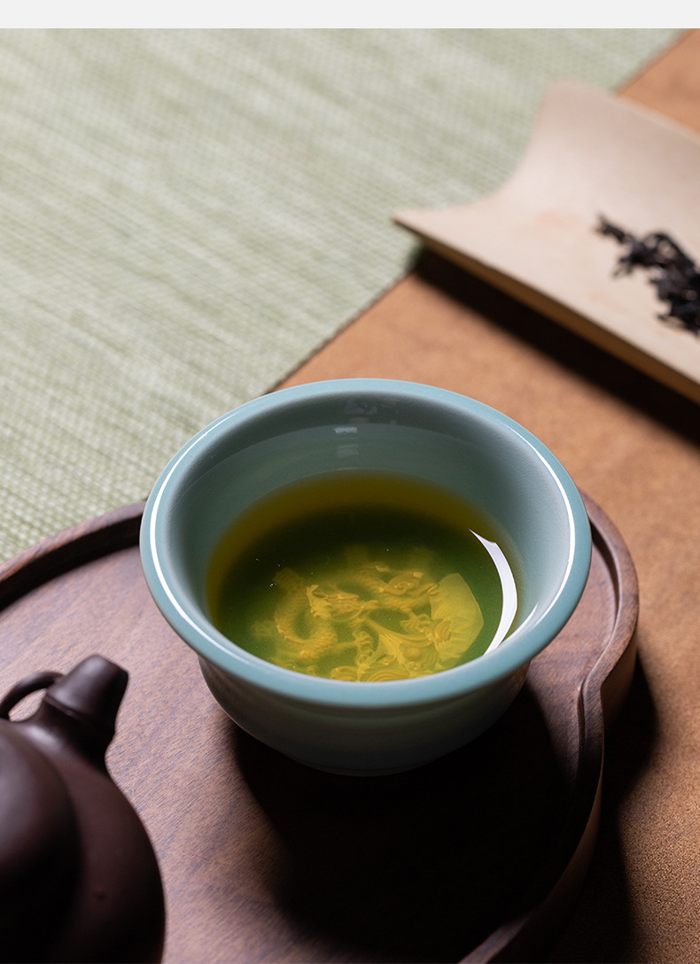 龙泉青瓷 纯手工高档主人杯单杯 陶瓷泡茶碗功夫茶杯品茗杯礼盒装