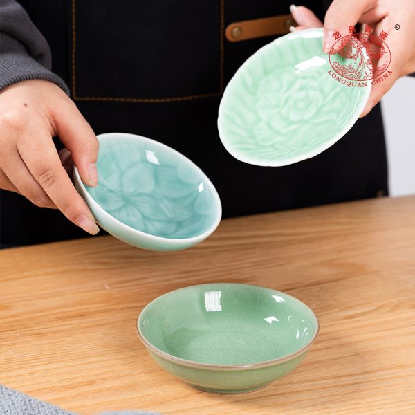 龙泉青瓷 醋碟酱料碟餐厅调味碟厨房酱油碟 陶瓷家用蘸料小盘批发