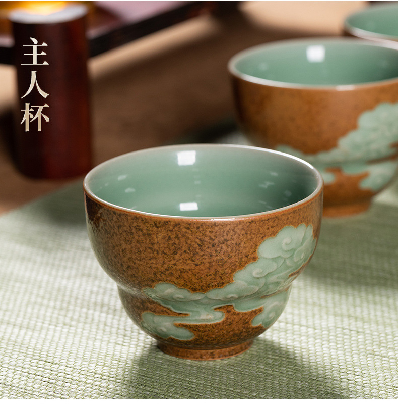 龙泉青瓷 茶具套装高档手抓泡茶壶茶杯整套 陶瓷家用会客功夫茶具