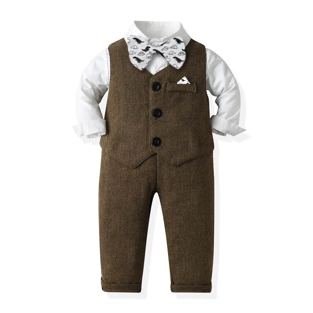 儿童西装套装帅气男童花童马甲礼服男宝宝周岁生日中大童西服秋冬
