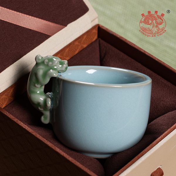 龙泉青瓷 创意功夫茶杯手工主人杯单杯 陶瓷高档品茗杯貔貅泡茶碗