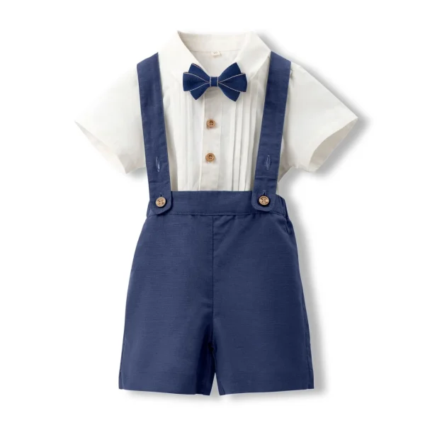 男童短袖背带裤套装夏季中小童幼儿园六一演出服宝宝生日周岁礼服