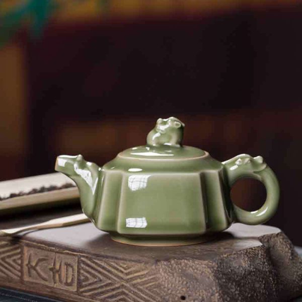 龙泉青瓷 功夫茶具泡茶壶越窑仿古手工壶单壶 陶瓷家用中式泡茶壶
