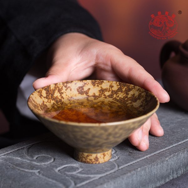 龙泉青瓷 柴烧灰釉手工主人杯单杯 陶瓷品茗杯徐峻清名家斗笠杯盏