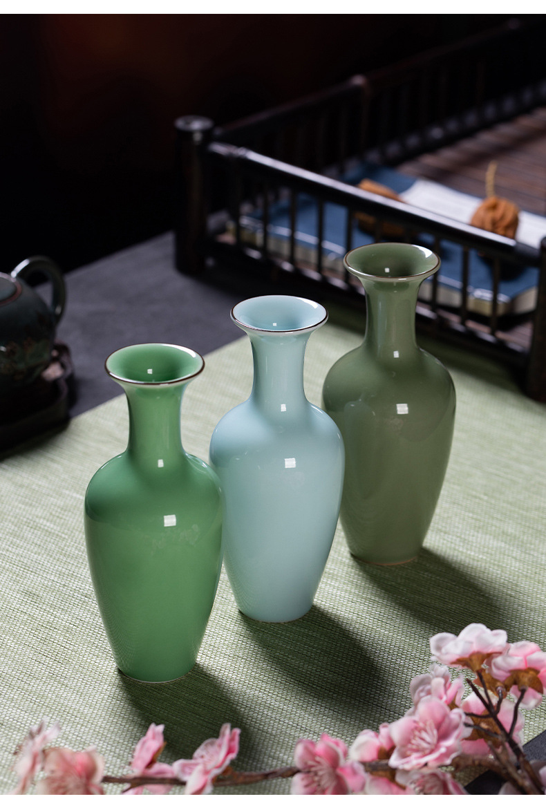 龙泉青瓷 创意简约家居小号花瓶插花器 陶瓷客厅酒店水培花瓶摆件
