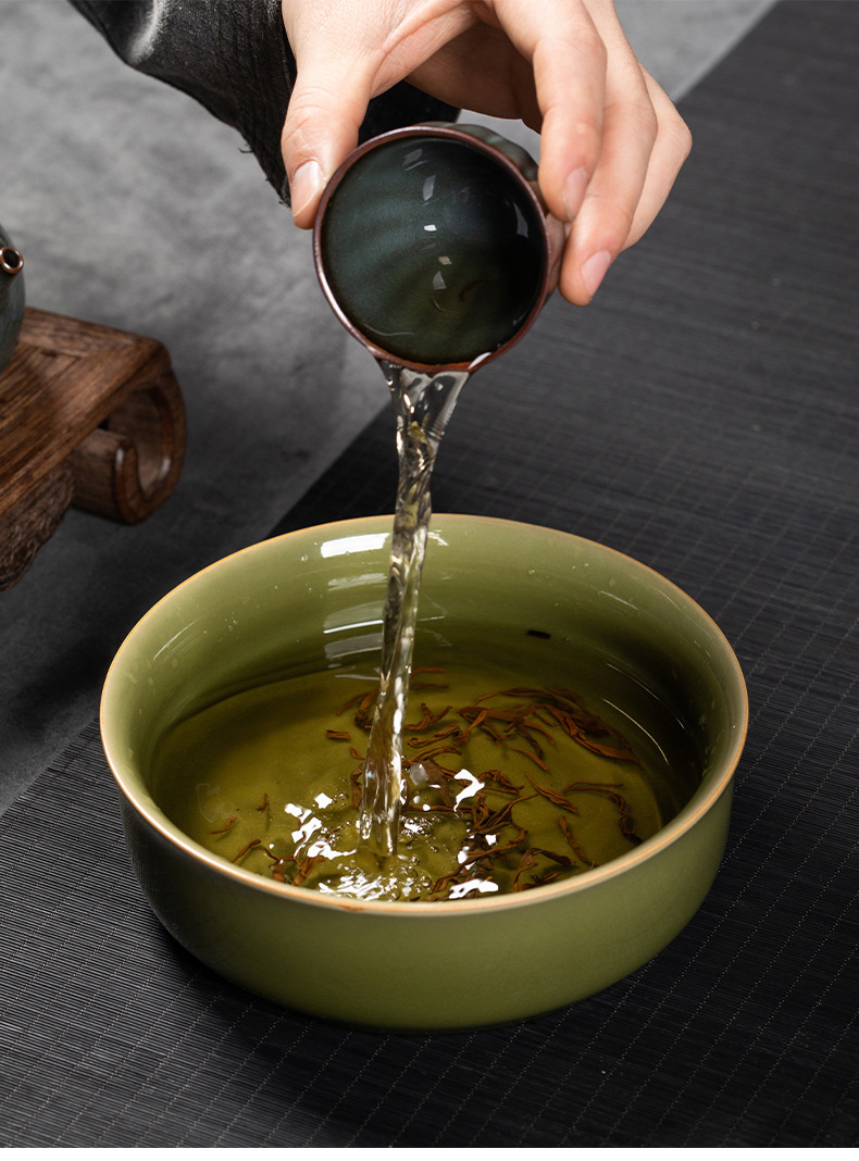 龙泉青瓷 中式仿古茶洗功夫茶具配件 陶瓷烟灰缸水盂文房四宝笔洗