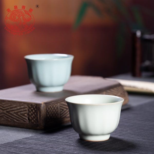汝窑月白釉手工杯主人杯单个杯 陶瓷品茗杯家用功夫茶杯茶碗茶盏