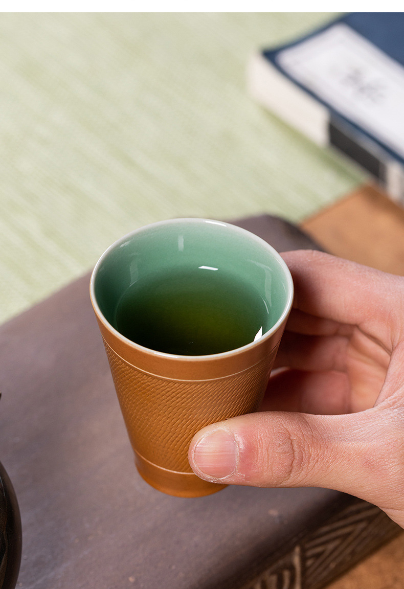 龙泉青瓷 创意闻香杯手工跳刀主人杯单杯 陶瓷高档功夫茶杯品茗杯