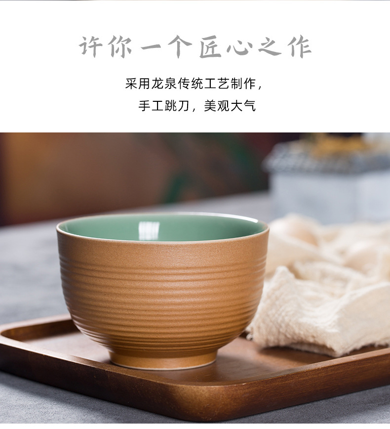 龙泉青瓷 中式大号米饭碗创意粗陶瓷碗 家用酒店民宿复古陶瓷餐具