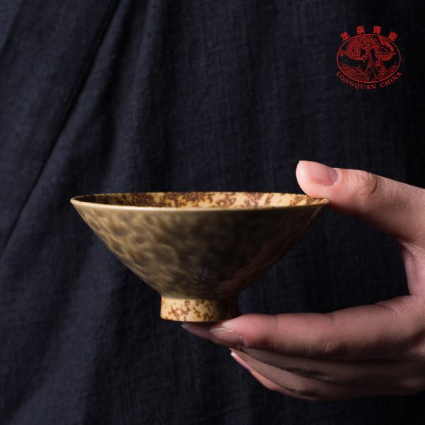 龙泉青瓷 柴烧灰釉手工主人杯单杯 陶瓷品茗杯徐峻清名家斗笠杯盏