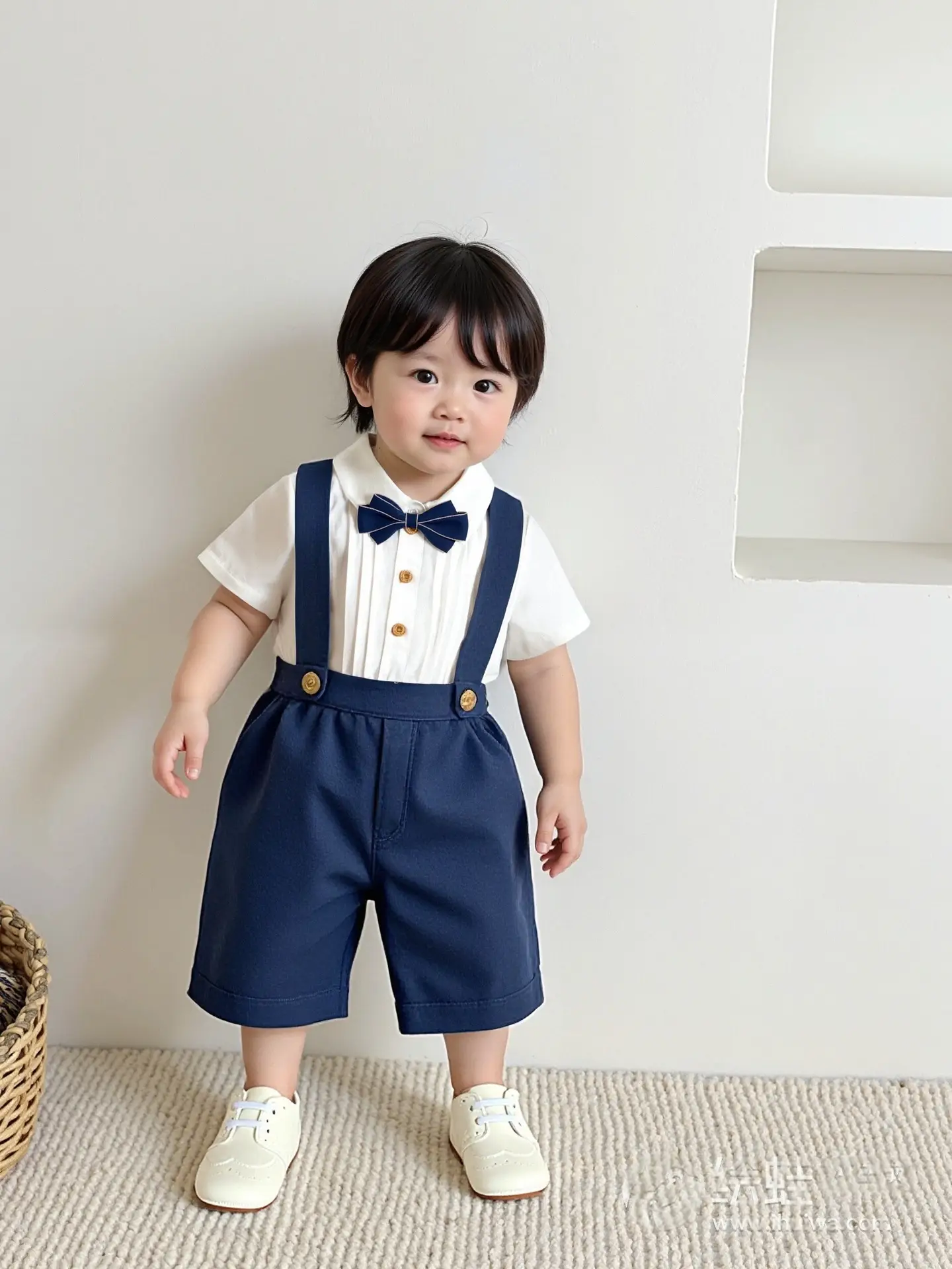 男童短袖背带裤套装夏季中小童幼儿园六一演出服宝宝生日周岁礼服