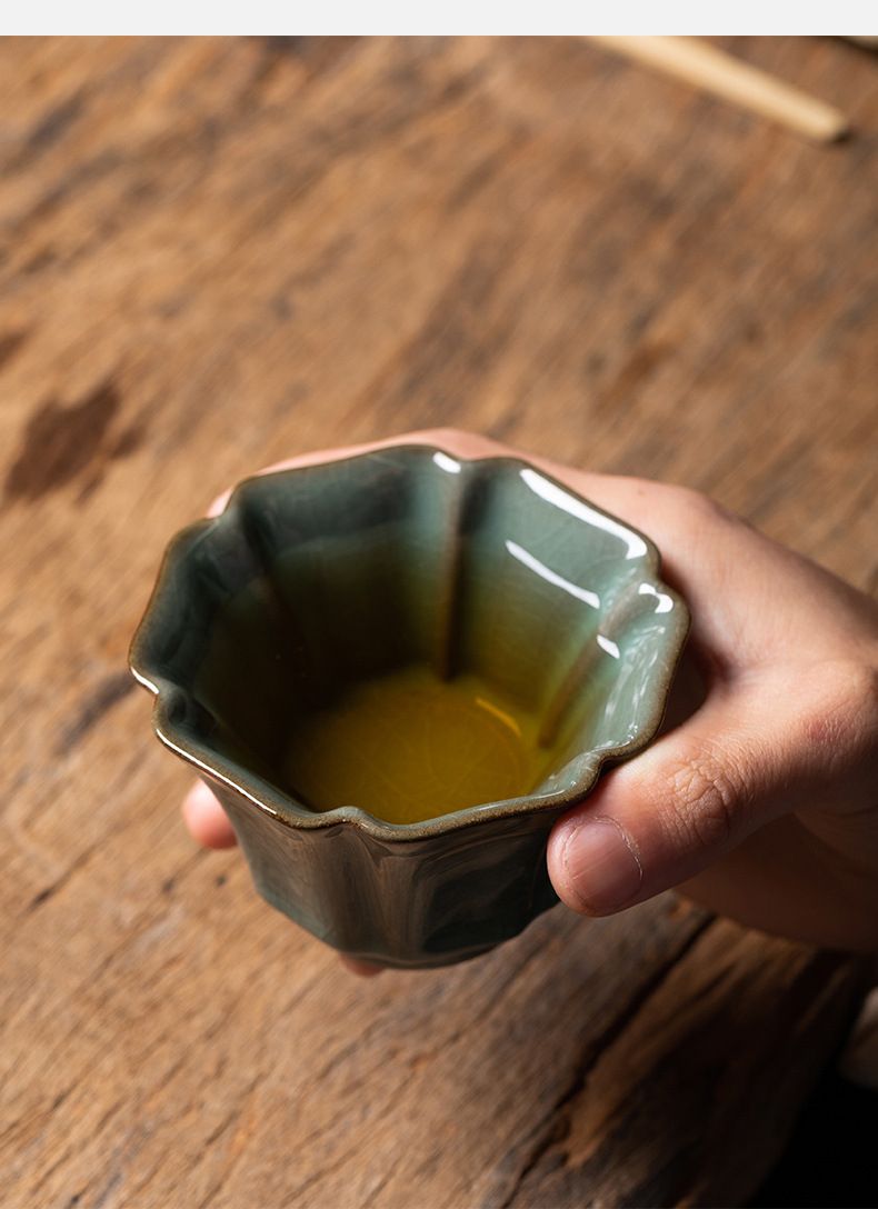 龙泉青瓷 宋韵仿古主人杯单杯冰裂纹手工杯 陶瓷高档手品茗杯茶碗