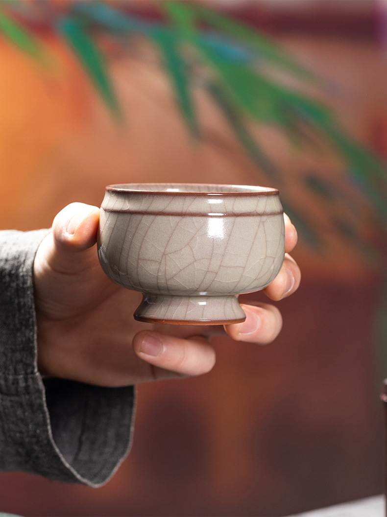 龙泉青瓷 传世哥窑主人杯茶杯单个杯 陶瓷品茗杯高端茶具手工茶碗