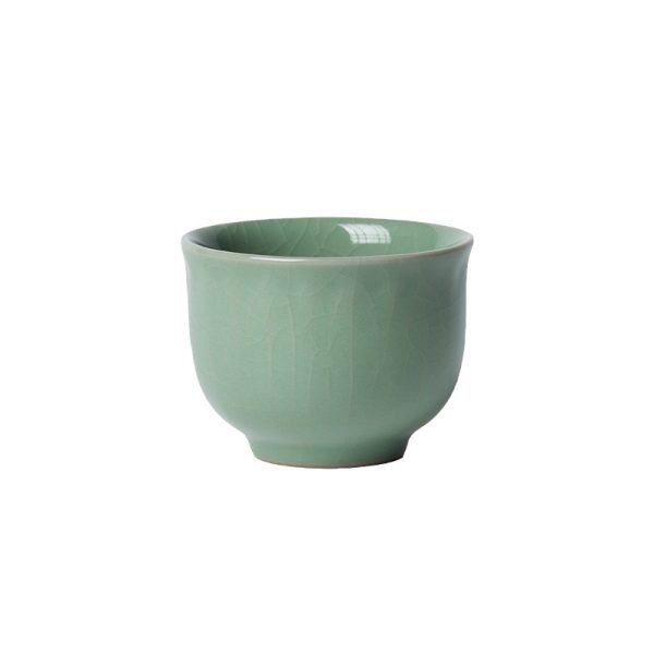 龙泉青瓷 功夫茶具茶杯陶瓷品茗杯哥窑冰裂主人杯小品杯可雕刻