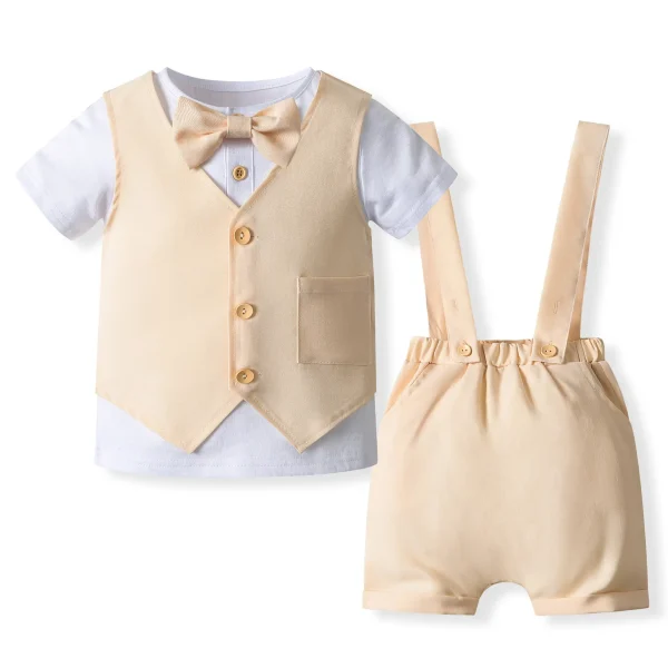 跨境外贸童装批发夏季新款婴幼童绅士礼服宝宝周岁宴会西服套装潮