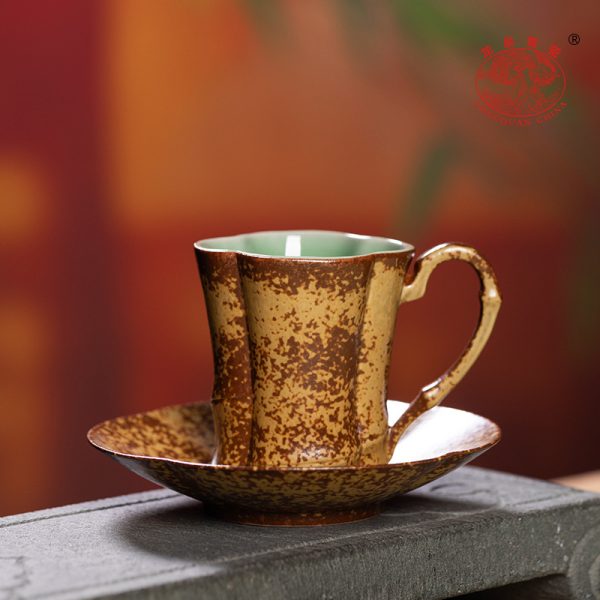 龙泉青瓷马克杯子高档精致下午茶具陶瓷窑变大容量拿铁咖啡杯喝茶