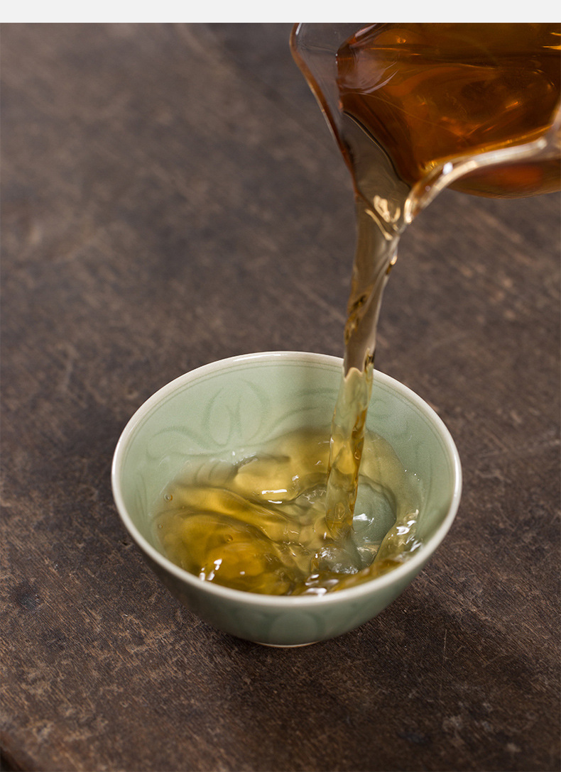 龙泉青瓷 胡建勇纯手工主人杯单杯 陶瓷品茗杯莲纹茶盏茶碗礼盒装