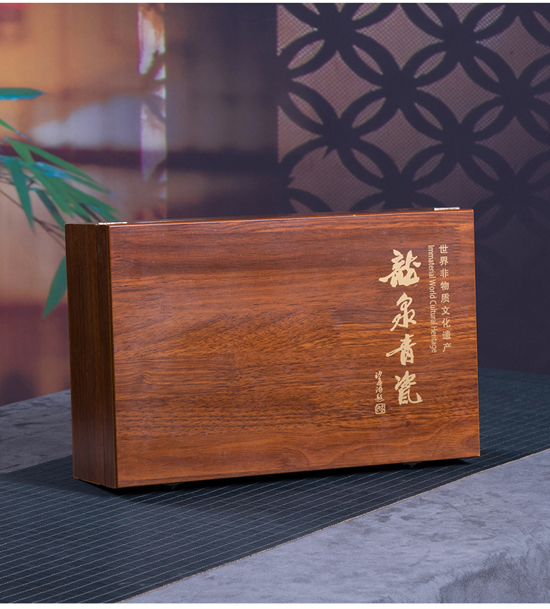 龙泉青瓷 创意仿古莲瓣盖碗套装 家用中式陶瓷功夫茶具泡茶碗茶杯