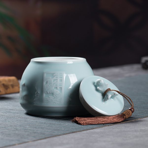 龙泉青瓷 创意小号茶叶罐密封罐陶瓷储存罐防潮红茶普洱茶收纳罐