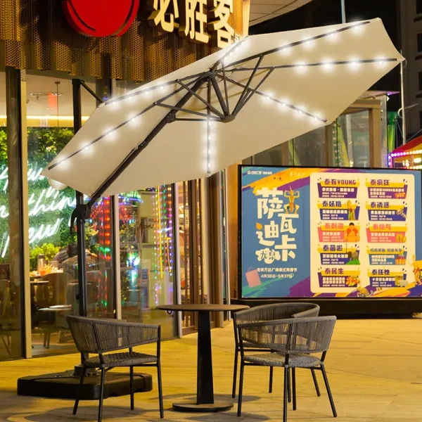 户外室外折叠太阳能遮阳伞咖啡店花园庭院罗马伞摆摊露台保安室