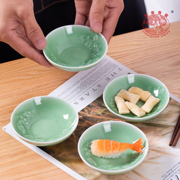 龙泉青瓷 家用碟子调味碟厨房酱油料碟 陶瓷3.5英寸小盘中式醋碟