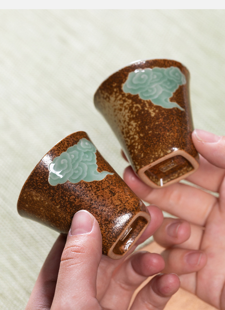 龙泉青瓷 柴烧手工主人杯功夫茶杯单杯 陶瓷品茗杯家用中式闻香杯