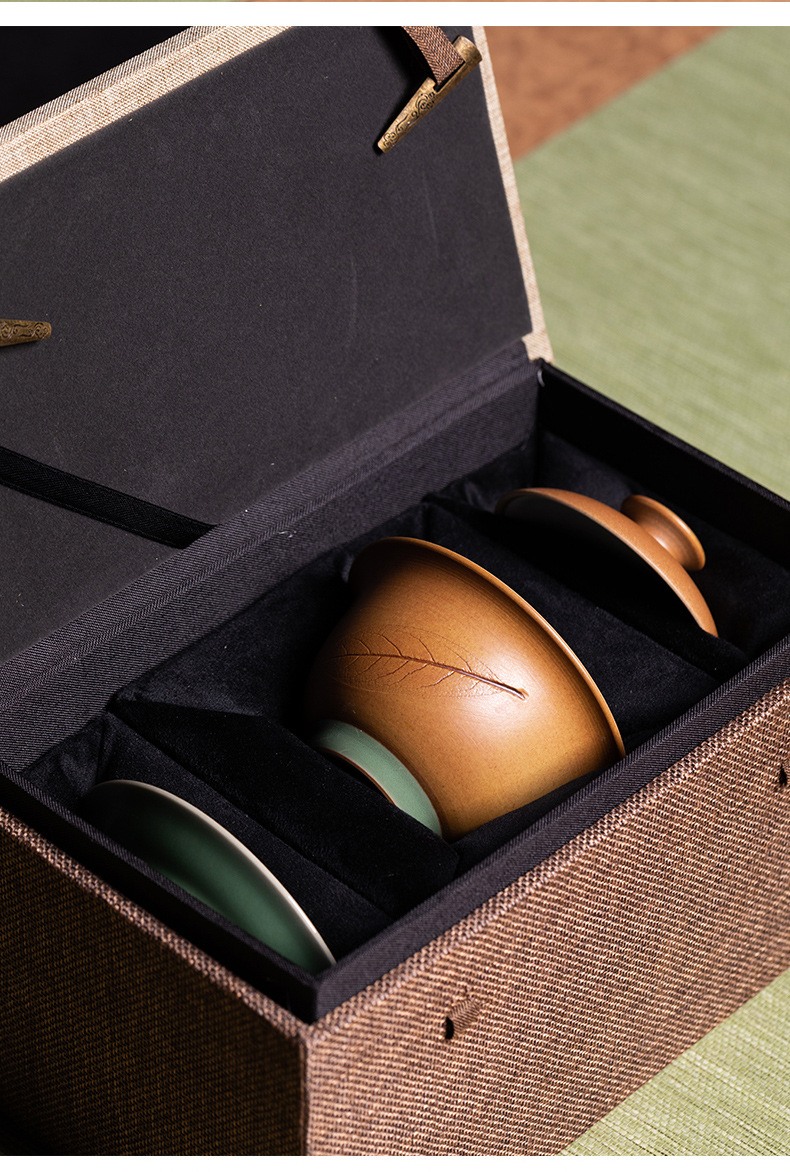 龙泉青瓷 功夫茶具三才盖碗手抓敬茶碗 陶瓷叶正茂手工高档泡茶碗