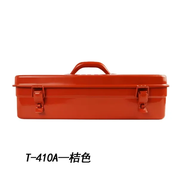 大容量多功能五金工具收纳箱T-410A桔红铁皮手提工具箱加工定制款