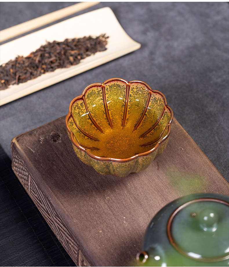 龙泉青瓷 创意手工杯主人杯茶叶末釉品茗杯单杯 陶瓷功夫茶盏茶碗