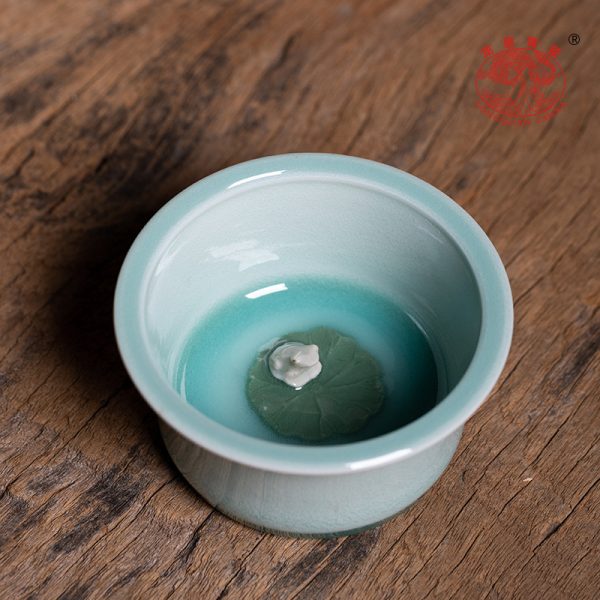 龙泉青瓷 创意手工主人杯功夫茶杯单个杯 陶瓷荷塘蛙趣品茗杯茶碗
