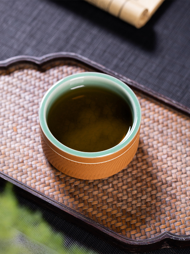 龙泉青瓷 功夫茶杯手工主人杯单杯 陶瓷高档跳刀品茗杯茶碗礼盒装