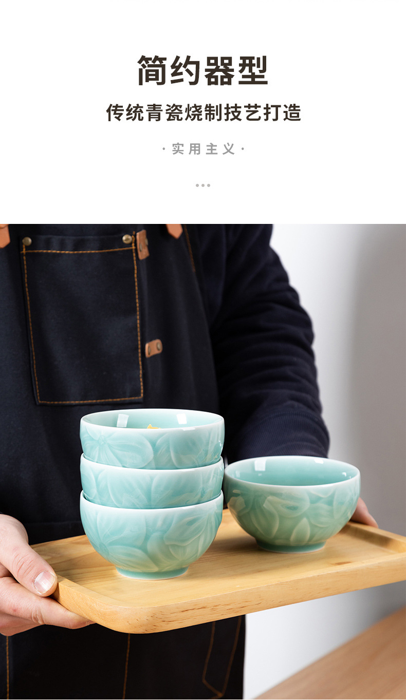 龙泉青瓷 酒店家用米饭碗大号汤碗 陶瓷中式创意餐具厂家直销批发
