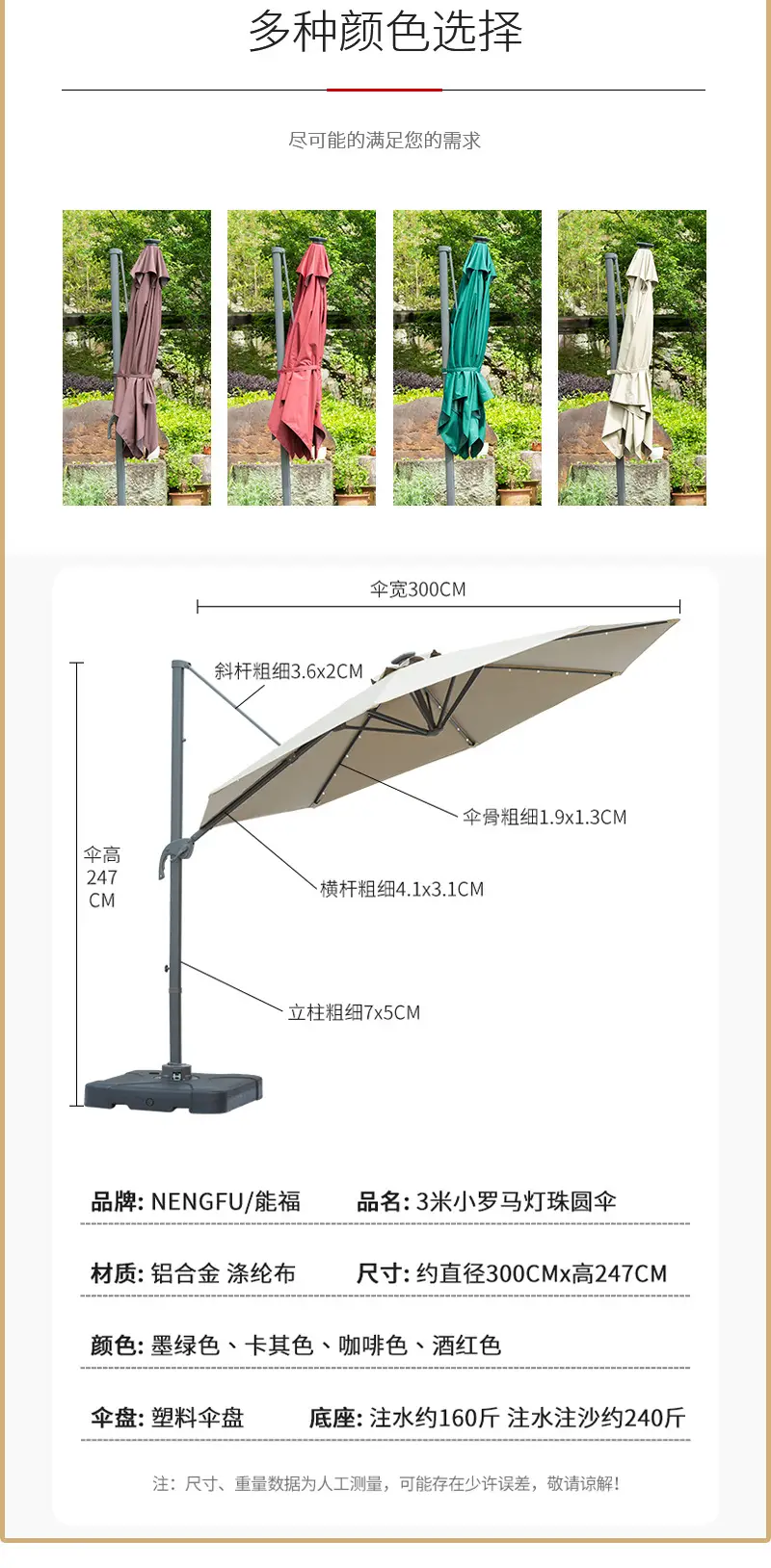 【罗马伞合集-无底座】户外遮阳伞商业广告庭院伞扳手伞室外餐饮