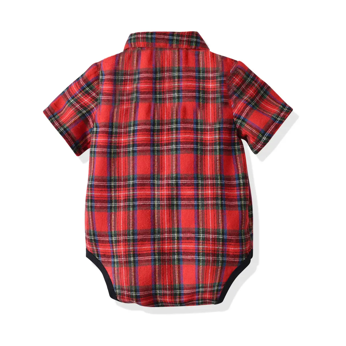 新生男宝宝绅士套装爬服哈衣格子礼服连爬领结背带拍照包屁衣英伦